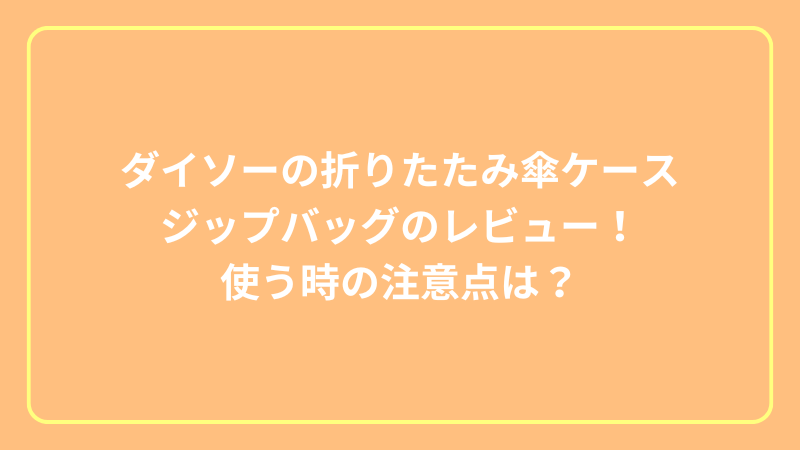 ダイソーの折りたたみ傘ケース ジップバッグのレビュー！ 使う時の注意点は？